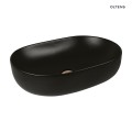 Oltens Hamnes Thin umywalka 60,5x41,5 cm nablatowa owalna z powłoką SmartClean czarny mat 40820300
