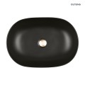 Oltens Hamnes Thin umywalka 60,5x41,5 cm nablatowa owalna z powłoką SmartClean czarny mat 40820300