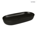 Oltens Hamnes Thin umywalka 80x40 cm nablatowa owalna z powłoką SmartClean czarny mat 40821300