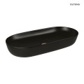 Oltens Hamnes Thin umywalka 80x40 cm nablatowa owalna z powłoką SmartClean czarny mat 40821300
