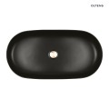 Oltens Hamnes Thin umywalka 80x40 cm nablatowa owalna z powłoką SmartClean czarny mat 40821300