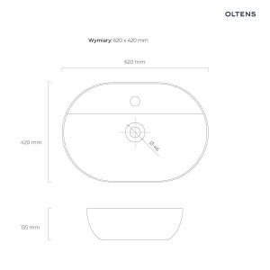 Oltens Hamnes Thin umywalka 62x42 cm nablatowa owalna z otworem na baterię z powłoką SmartClean czarny mat 41814300