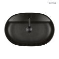 Oltens Hamnes Thin umywalka 62x42 cm nablatowa owalna z otworem na baterię z powłoką SmartClean czarny mat 41814300