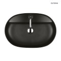 Oltens Hamnes Thin umywalka 62x42 cm nablatowa owalna z otworem na baterię z powłoką SmartClean czarny mat 41814300