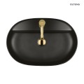 Oltens Hamnes Thin umywalka 62x42 cm nablatowa owalna z otworem na baterię z powłoką SmartClean czarny mat 41814300