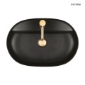 Oltens Hamnes Thin umywalka 62x42 cm nablatowa owalna z otworem na baterię z powłoką SmartClean czarny mat 41814300