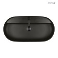 Oltens Hamnes Thin umywalka 80x40 cm nablatowa owalna z powłoką SmartClean czarny mat 41815300
