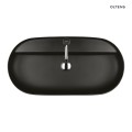 Oltens Hamnes Thin umywalka 80x40 cm nablatowa owalna z powłoką SmartClean czarny mat 41815300