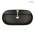 Oltens Hamnes Thin umywalka 80x40 cm nablatowa owalna z powłoką SmartClean czarny mat 41815300