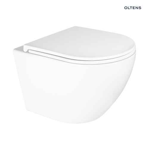 Zestaw Oltens Hamnes Kort miska WC wisząca PureRim z deską wolnoopadającą biały 42020000