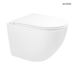 Zestaw Oltens Hamnes Stille miska WC wisząca PureRim z deską wolnoopadającą Ovan Slim biały 42022000