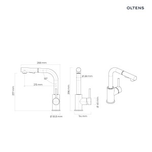 Oltens Myvat bateria kuchenna stojąca z wyciąganą wylewką czarny mat 35205300