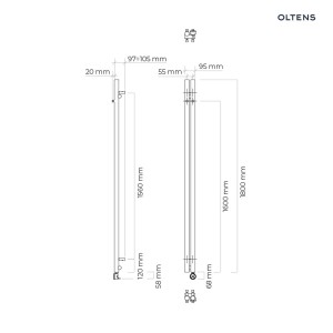 Oltens Stang (e) grzejnik łazienkowy 180x9,5 cm elektryczny czarny mat 55110300