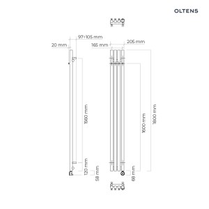 Oltens Stang (e) grzejnik łazienkowy 180x20,5 cm elektryczny biały 55112000