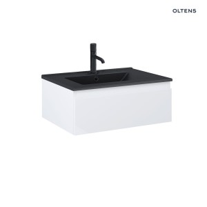Zestaw Oltens Vernal umywalka z szafką 60 cm czarny mat/biały połysk 68005000