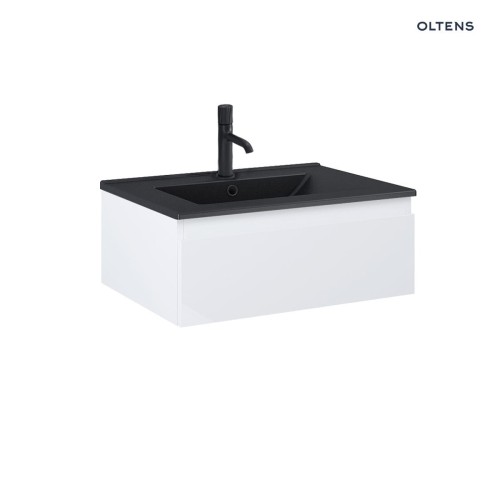 Zestaw Oltens Vernal umywalka z szafką 60 cm czarny mat/biały połysk 68005000