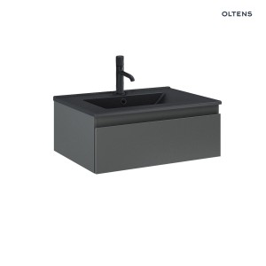 Zestaw Oltens Vernal umywalka z szafką 60 cm czarny mat/grafit mat 68005400