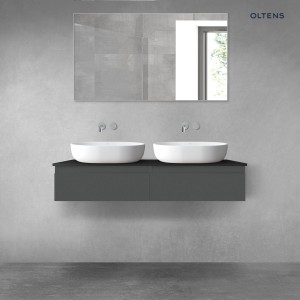 Oltens Vernal zestaw mebli łazienkowych 120 cm z blatem biały połysk/czarny mat 68242400