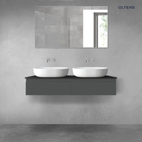 Oltens Vernal zestaw mebli łazienkowych 120 cm z blatem biały połysk/czarny mat 68242400