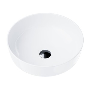 Umywalka nablatowa Corsan 649988 okrągła 415x415x135 mm z korkiem Klik-Klak czarnym