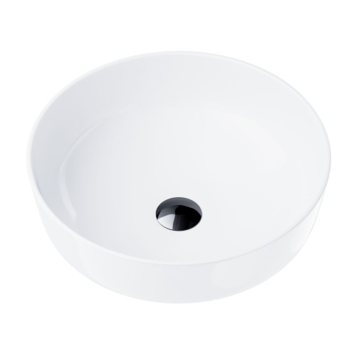 Umywalka nablatowa Corsan 649988 okrągła 415x415x135 mm z korkiem Klik-Klak czarnym