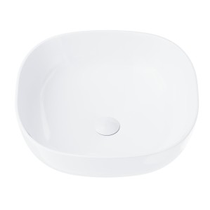 Umywalka nablatowa Corsan 649995 kwadratowa 420x420x145 mm z korkiem Klik-Klak białym