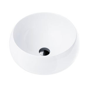 Umywalka nablatowa Corsan 649926 okrągła 400x400x160 mm z korkiem Klik-Klak czarnym