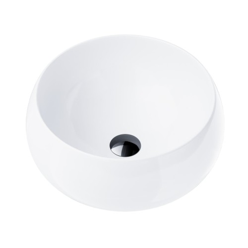 Umywalka nablatowa Corsan 649926 okrągła 400x400x160 mm z korkiem Klik-Klak czarnym