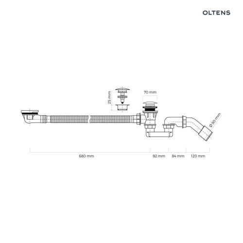Oltens Anker syfon wannowy automatyczny chrom 03003100