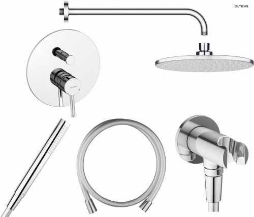 Zestaw Oltens Molle bateria podtynkowa z deszczownicą 22 cm Atran i kompletem prysznicowym Ume chrom połysk 36614100