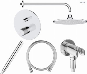 Zestaw Oltens Hamnes bateria podtynkowa z deszczownicą 22 cm Atran i kompletem prysznicowym Ume chrom połysk 36615100