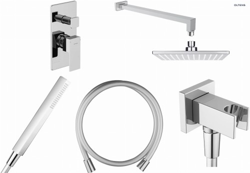 Zestaw Oltens Gota bateria podtynkowa z deszczownicą 22 cm Atran i kompletem prysznicowym Sog chrom połysk 36616100