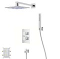 Zestaw prysznicowy Corsan Ango chrom z deszczownicą LED, baterią termostatyczną, słuchawką i wylewką