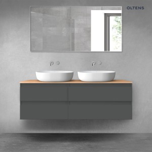 Oltens Vernal zestaw mebli łazienkowych 140 cm z blatem grafit mat/dąb 68260400