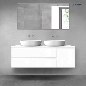 Oltens Vernal zestaw mebli łazienkowych 140 cm z blatem biały połysk 68261000