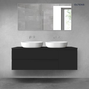 Oltens Vernal zestaw mebli łazienkowych 140 cm z blatem czarny mat 68261300