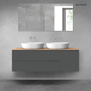 Oltens Vernal zestaw mebli łazienkowych 140 cm z blatem grafit mat/dąb 68263400