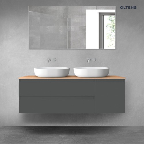 Oltens Vernal zestaw mebli łazienkowych 140 cm z blatem grafit mat/dąb 68263400