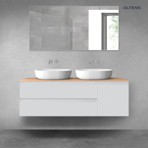 Oltens Vernal zestaw mebli łazienkowych 140 cm z blatem szary mat/dąb 68263700
