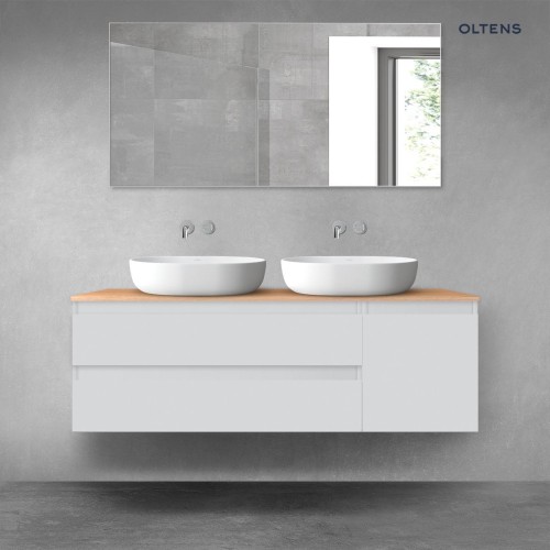 Oltens Vernal zestaw mebli łazienkowych 140 cm z blatem szary mat/dąb 68263700