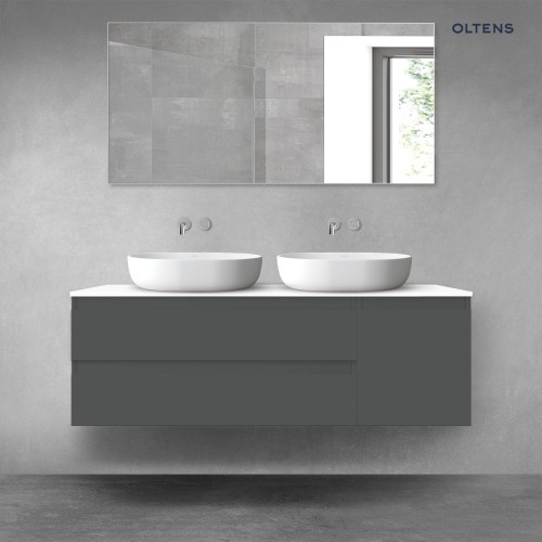 Oltens Vernal zestaw mebli łazienkowych 140 cm z blatem grafit mat/biały połysk 68266400