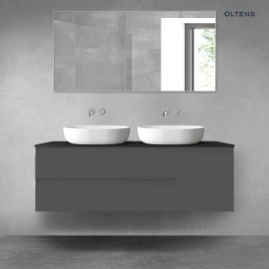 Oltens Vernal zestaw mebli łazienkowych 140 cm z blatem grafit mat/czarny mat 68267400