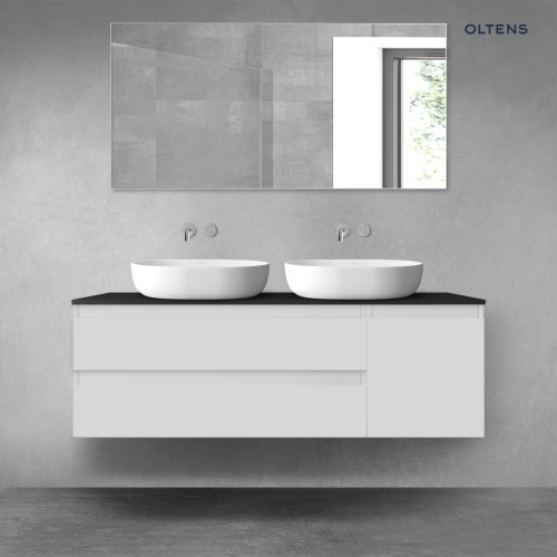Oltens Vernal zestaw mebli łazienkowych 140 cm z blatem szary mat/czarny mat 68267700