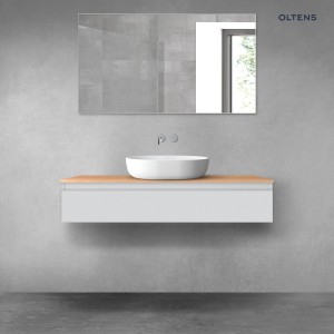 Oltens Vernal szafka 120 cm podumywalkowa wisząca z blatem szary mat/dąb 68103700