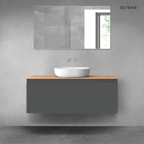 Oltens Vernal szafka 120 cm podumywalkowa wisząca z blatem grafit mat/dąb 68106400