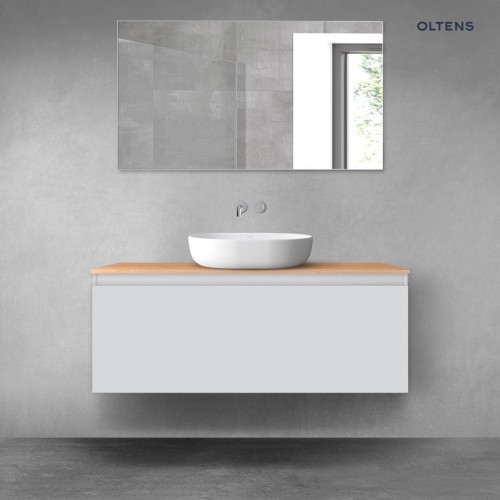 Oltens Vernal szafka 120 cm podumywalkowa wisząca z blatem szary mat/dąb 68106700