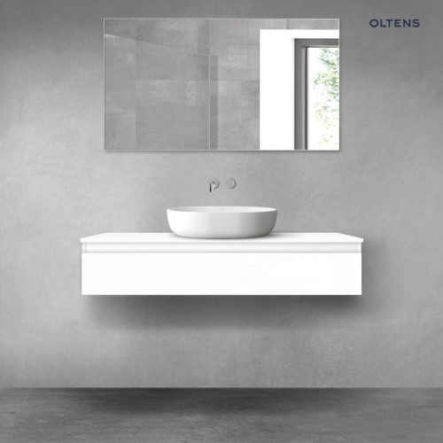 Oltens Vernal szafka 120 cm podumywalkowa wisząca z blatem biały połysk 68128000
