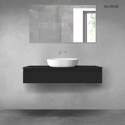 Oltens Vernal szafka 120 cm podumywalkowa wisząca z blatem czarny mat 68128300