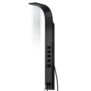 Panel prysznicowy Corsan Samsara S003 Mieszacz Czarna stal Wylewka Deszczownica LED
