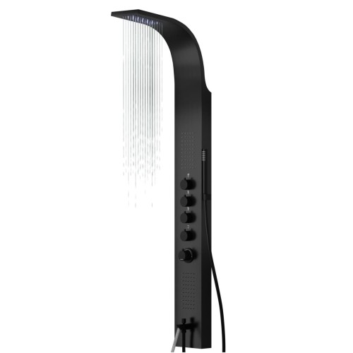 Panel prysznicowy Corsan Samsara S003 Mieszacz Czarna stal Wylewka Deszczownica LED